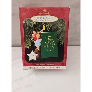 1997 Hallmark Keepsake Light Up Christmas Tree Ornament CHRIS MOUSE LUMINARIA